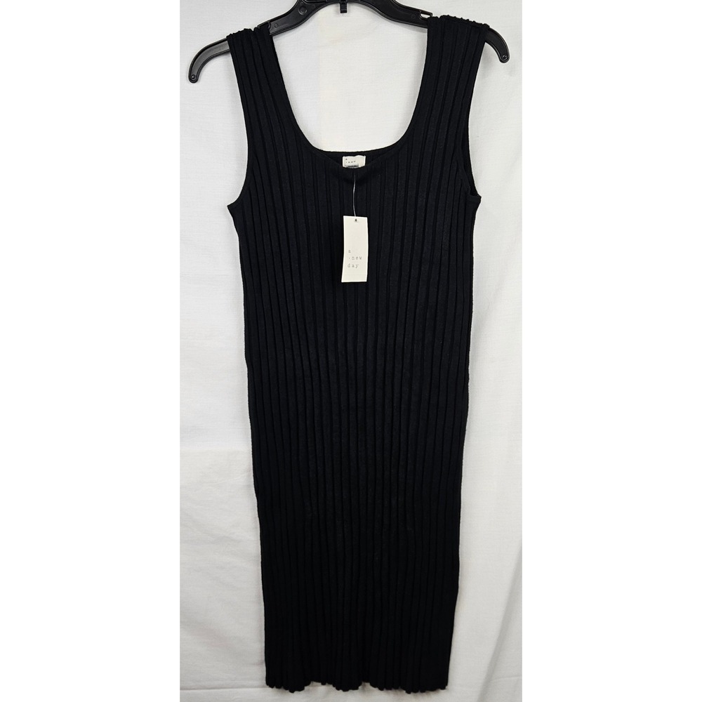 NWT A New Day Womens XXL‎ Black Ribbed Knit Scoop Neck Midi Dress Summer Goth